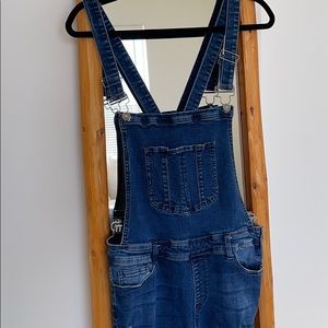 Distressed overalls